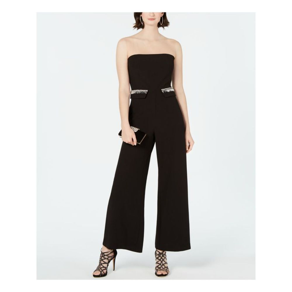 28th & Park Womens Black Sleeveless Strapless Evening Wide Leg Jumpsuit 16